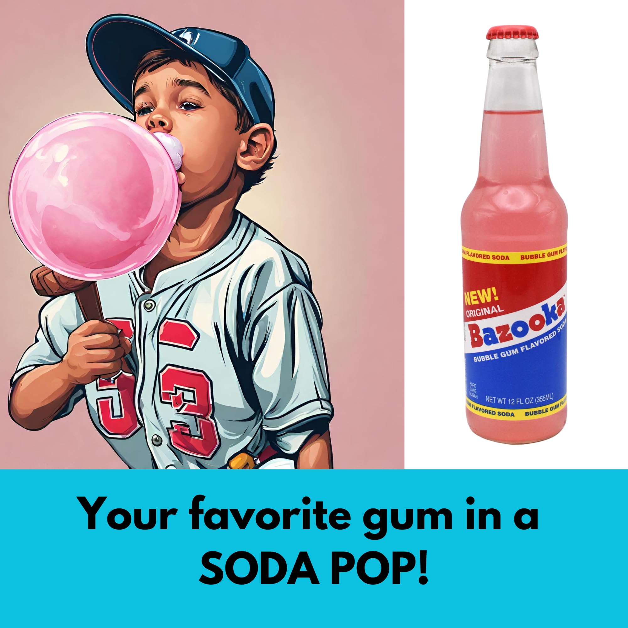 Amazon.com: Bazooka Soda | Paquete de 6 refrescos con azúcar de